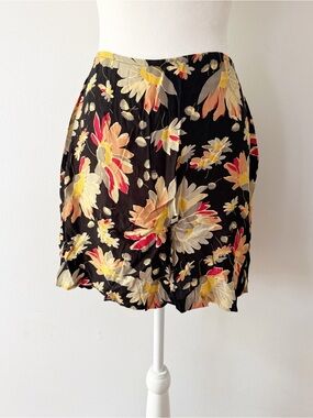 Vintage Women Y2K Dark Floral Lightweight Mini Skirt Sz 9/10‎ Preppy Twee Casual